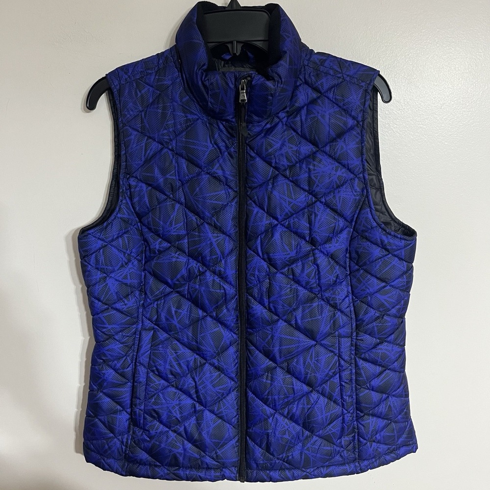 Tek Gear Puffer Vest Women's Size Large Quilted Full Zip‎ Blue/Purple & Black